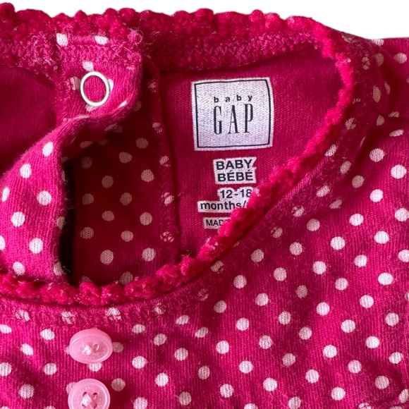 3/$20 BABY GAP 12-18M Pink W/ White Polka Dot Long Sleeve Top - Picture 2 of 3